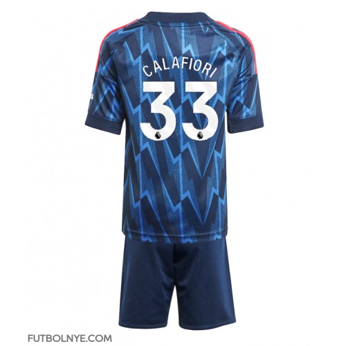 Camiseta Arsenal Riccardo Calafiori #33 Visitante Equipación para niños 2025-26 manga corta (+ pantalones cortos)